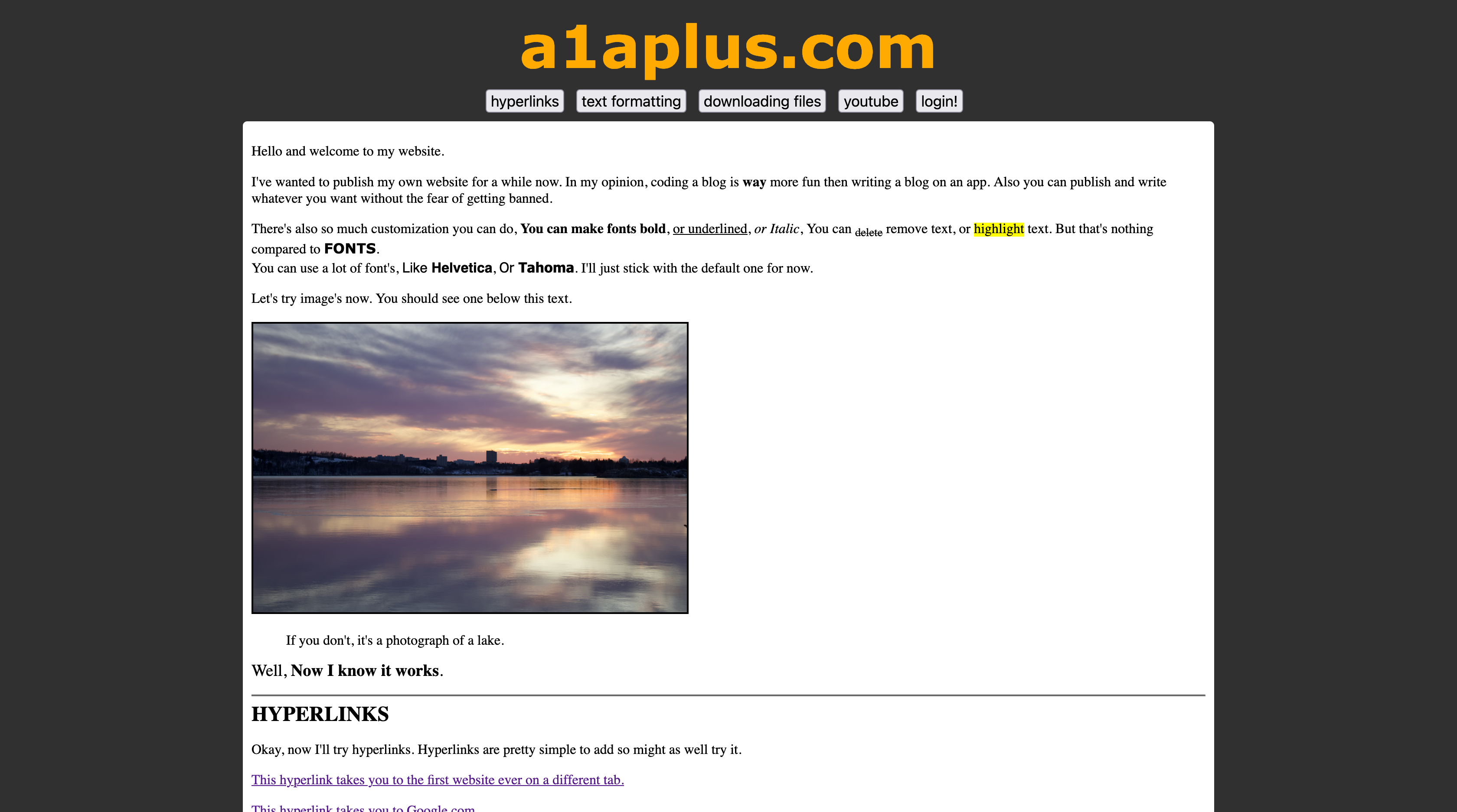 An updated version of the site, with CSS.